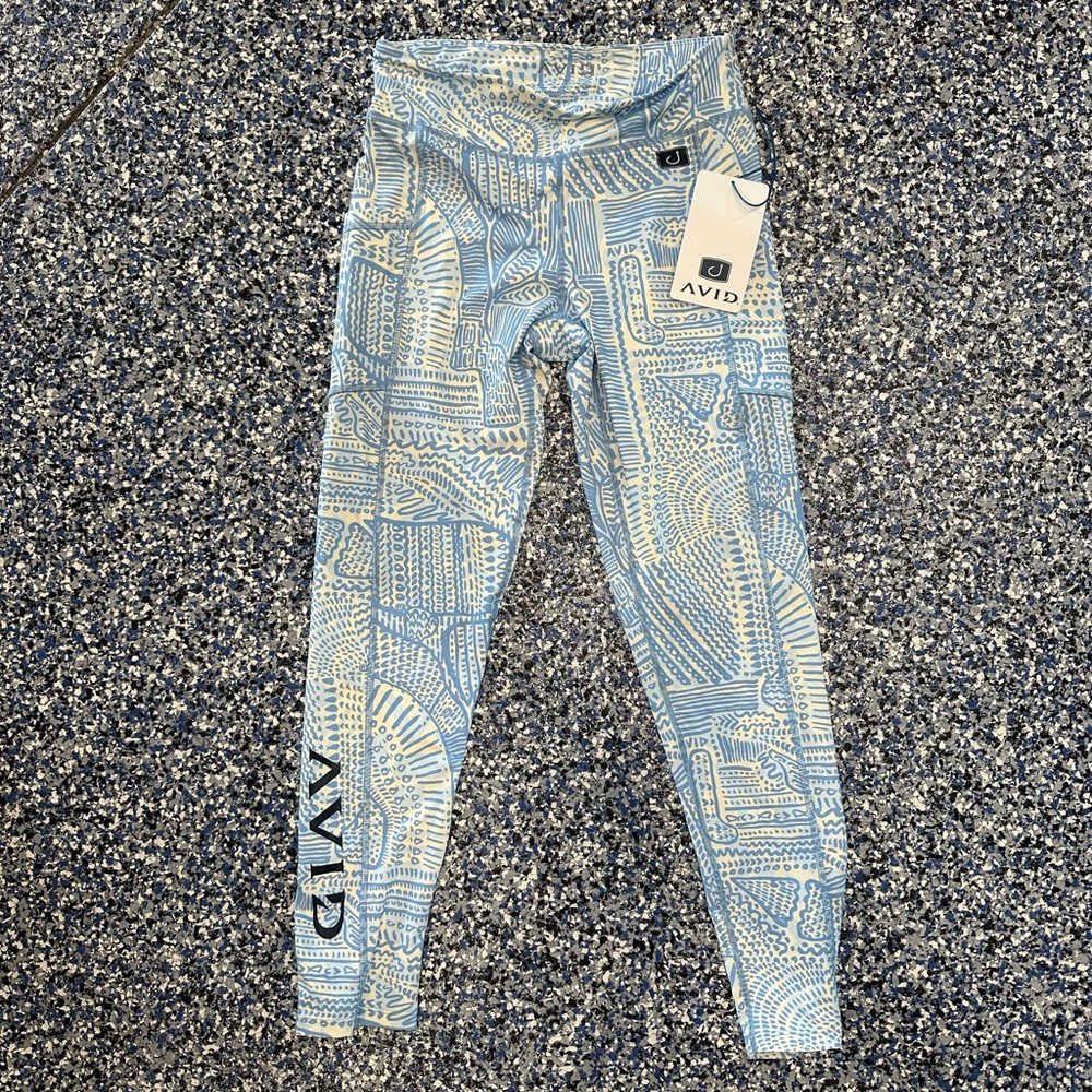 Avid Blue and White Patterned Leggings